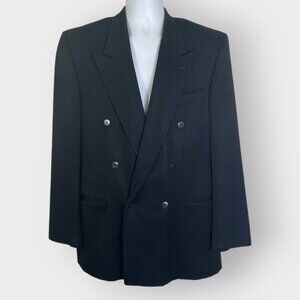 Vintage Peerless Mens Double Breasted Blazer | 42 | Black | Wool